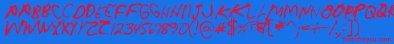 Crappydanallcaps Font – Red Fonts on Blue Background