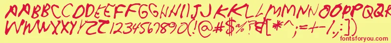 Crappydanallcaps Font – Red Fonts on Yellow Background