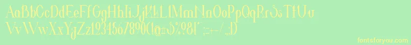 フォントValkyrieBoldCondensed – 黄色の文字が緑の背景にあります