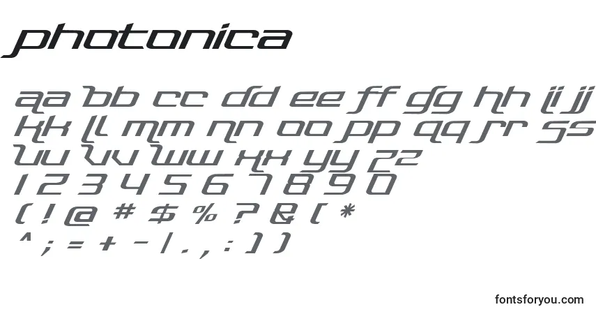 Шрифт Photonica – алфавит, цифры, специальные символы