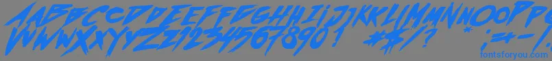 Saiba mais sobre a fonte OutrunFutureBoldItalic Fonte OutrunFutureBoldItalic – fontes azuis em um fundo cinza