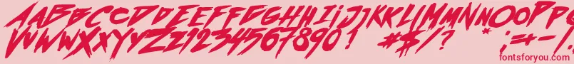 OutrunFutureBoldItalic Font – Red Fonts on Pink Background