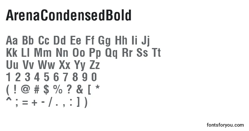 ArenaCondensedBoldフォント–アルファベット、数字、特殊文字
