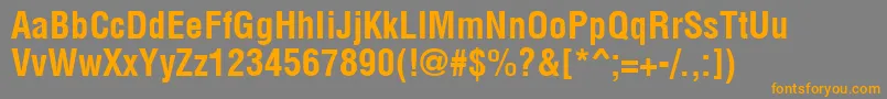 フォントArenaCondensedBold – オレンジの文字は灰色の背景にあります。
