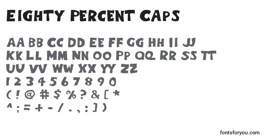 Schriftart Eighty Percent Caps – Alphabet, Zahlen, spezielle Symbole