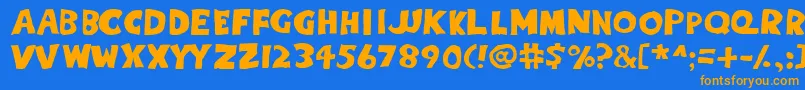 Eighty Percent Caps Font – Orange Fonts on Blue Background