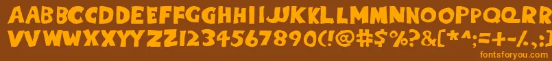 Eighty Percent Caps-fontti – oranssit fontit ruskealla taustalla