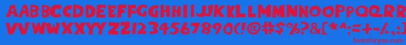 Eighty Percent Caps Font – Red Fonts on Blue Background