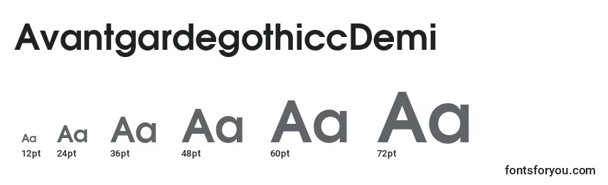 Размеры шрифта AvantgardegothiccDemi