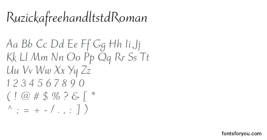 Шрифт RuzickafreehandltstdRoman – алфавит, цифры, специальные символы