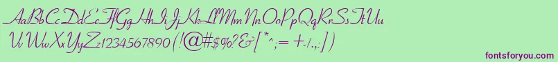 Шрифт GeElegantscript – фиолетовые шрифты на зелёном фоне