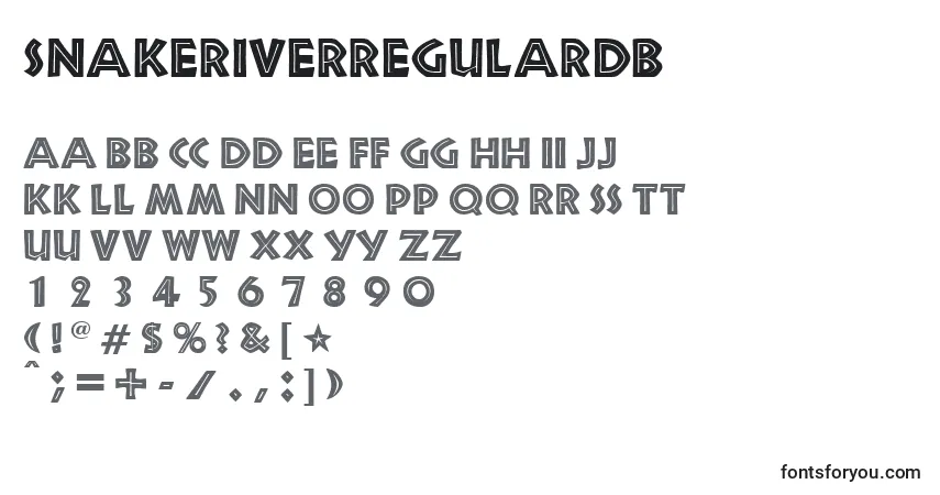 A fonte SnakeriverRegularDb – alfabeto, números, caracteres especiais
