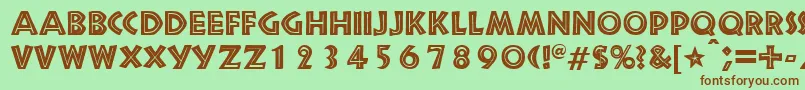 フォントSnakeriverRegularDb – 緑の背景に茶色のフォント