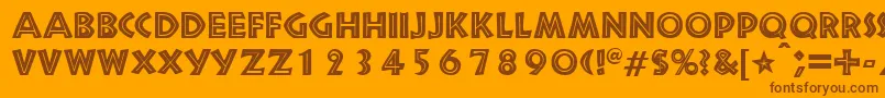 SnakeriverRegularDb-Schriftart – Braune Schriften auf orangefarbenem Hintergrund