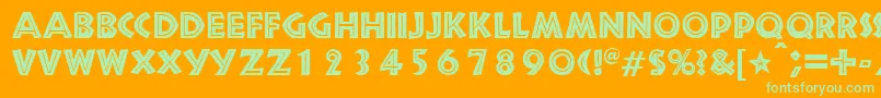 SnakeriverRegularDb-fontti – vihreät fontit oranssilla taustalla