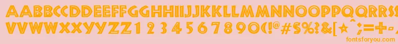 フォントSnakeriverRegularDb – オレンジの文字がピンクの背景にあります。