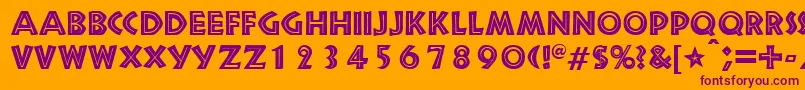 SnakeriverRegularDb-Schriftart – Violette Schriften auf orangefarbenem Hintergrund