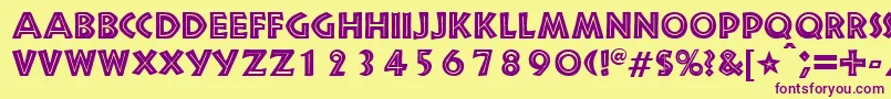 Czcionka SnakeriverRegularDb – fioletowe czcionki na żółtym tle