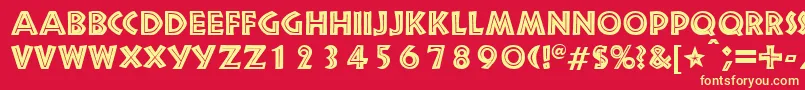 SnakeriverRegularDb-Schriftart – Gelbe Schriften auf rotem Hintergrund