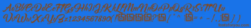 Fonte AsiyahScriptDemo – fontes marrons em um fundo azul