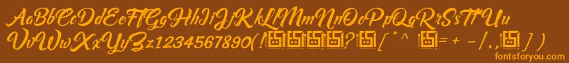 AsiyahScriptDemo Font – Orange Fonts on Brown Background