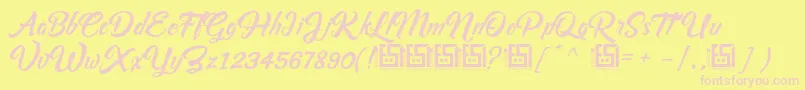 AsiyahScriptDemo-Schriftart – Rosa Schriften auf gelbem Hintergrund