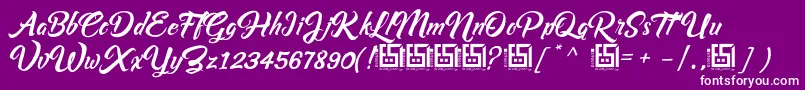 AsiyahScriptDemo-fontti – valkoiset fontit violetilla taustalla
