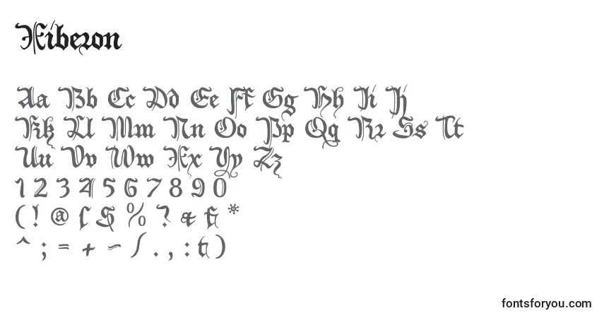 Czcionka Xiberon – alfabet, cyfry, specjalne znaki