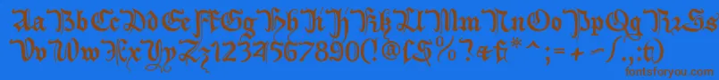 Xiberon-Schriftart – Braune Schriften auf blauem Hintergrund