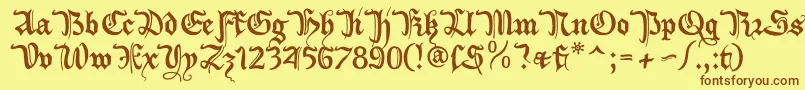 フォントXiberon – 茶色の文字が黄色の背景にあります。