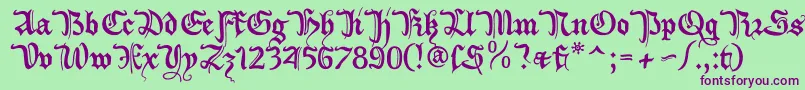 フォントXiberon – 緑の背景に紫のフォント