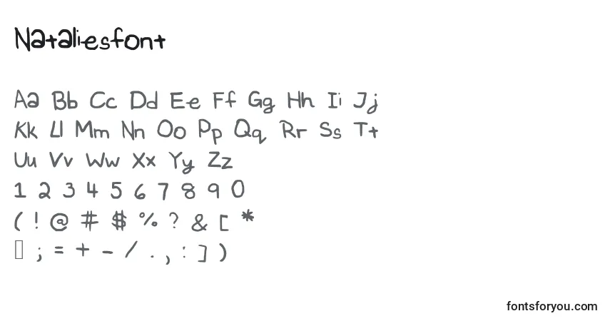 A fonte Nataliesfont – alfabeto, números, caracteres especiais