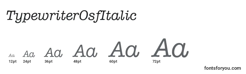 Размеры шрифта TypewriterOsfItalic