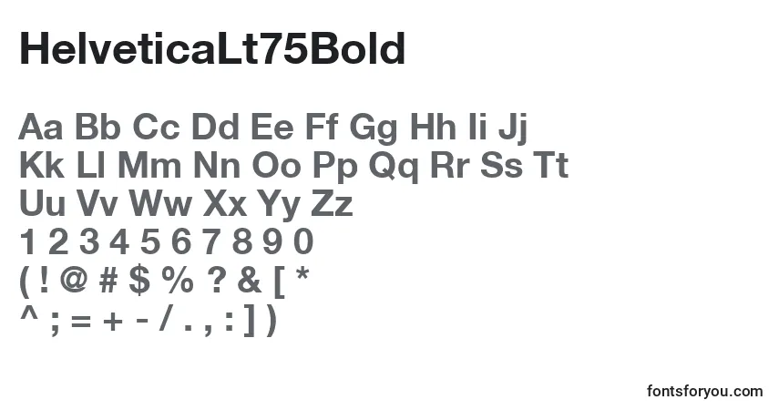 A fonte HelveticaLt75Bold – alfabeto, números, caracteres especiais