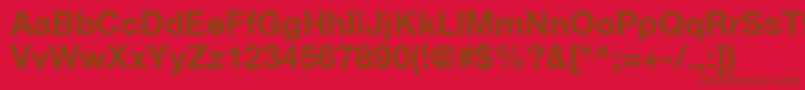 HelveticaLt75Bold-Schriftart – Braune Schriften auf rotem Hintergrund
