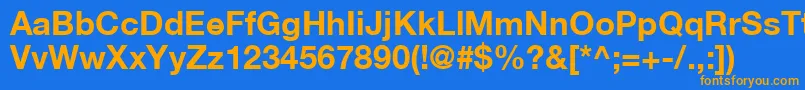 HelveticaLt75Bold Font – Orange Fonts on Blue Background