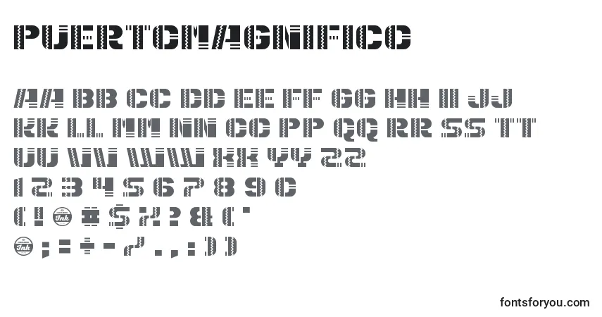 Czcionka PuertoMagnifico – alfabet, cyfry, specjalne znaki