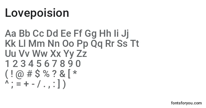 Schriftart Lovepoision – Alphabet, Zahlen, spezielle Symbole