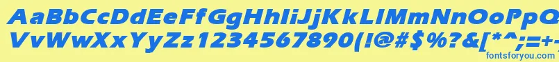 ErgoemildblackItalic Font – Blue Fonts on Yellow Background