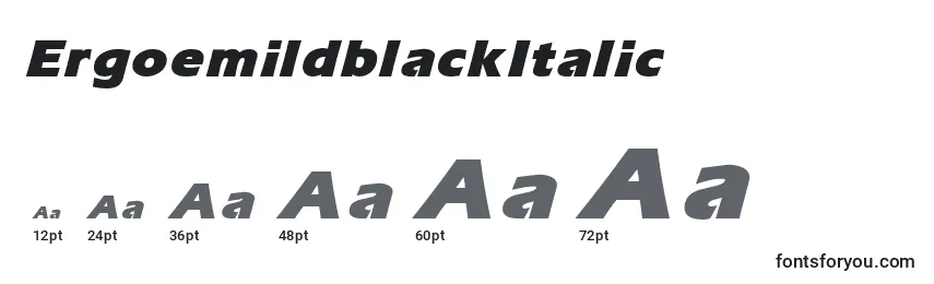 Размеры шрифта ErgoemildblackItalic