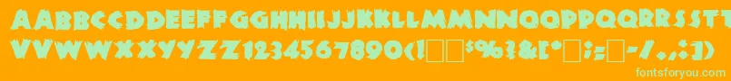 DsZombieCyr Font – Green Fonts on Orange Background