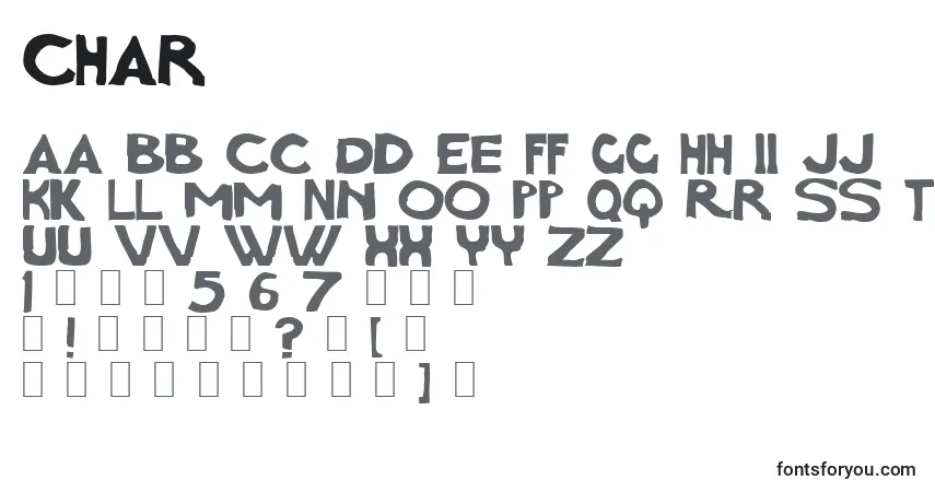 A fonte Char – alfabeto, números, caracteres especiais