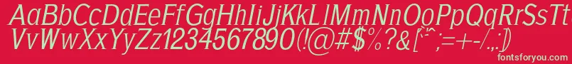 フォントAgajdaRegularItalic – 赤い背景に緑の文字