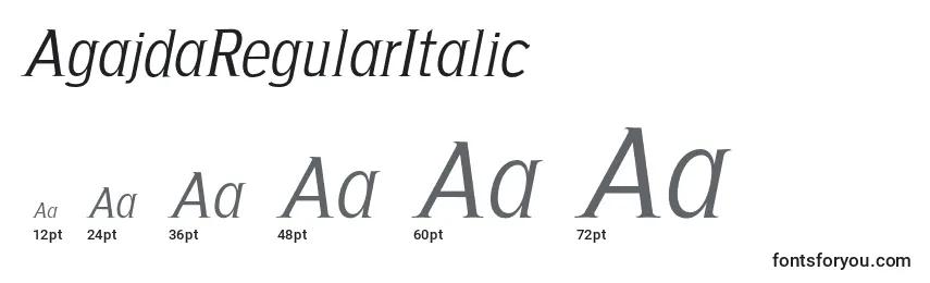 Размеры шрифта AgajdaRegularItalic