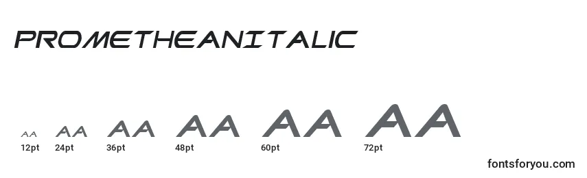 Размеры шрифта PrometheanItalic