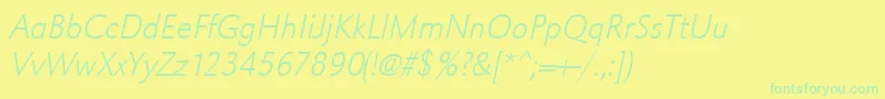 UrwgrotesktextlignarOblique-Schriftart – Grüne Schriften auf gelbem Hintergrund