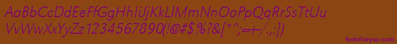UrwgrotesktextlignarOblique Font – Purple Fonts on Brown Background