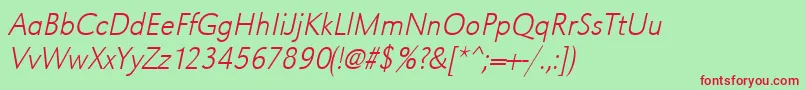 UrwgrotesktextlignarOblique Font – Red Fonts on Green Background