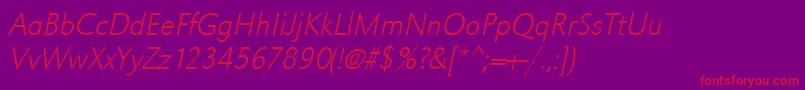 UrwgrotesktextlignarOblique Font – Red Fonts on Purple Background