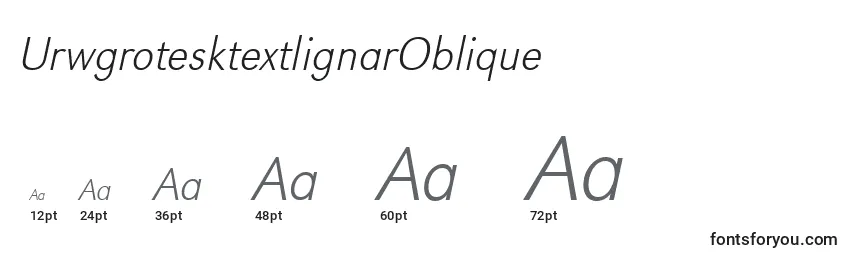 Размеры шрифта UrwgrotesktextlignarOblique